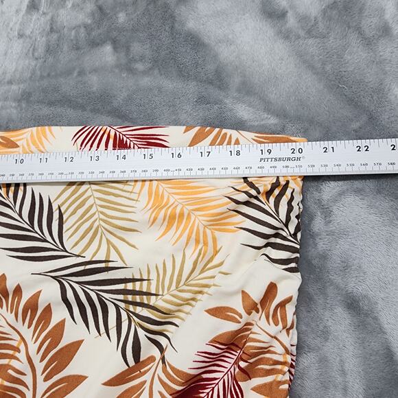 J for Justify Jumpsuit Womens 3X Tan Botanical Leaves Tube Top Crop Wide Leg - Picture 2 of 11